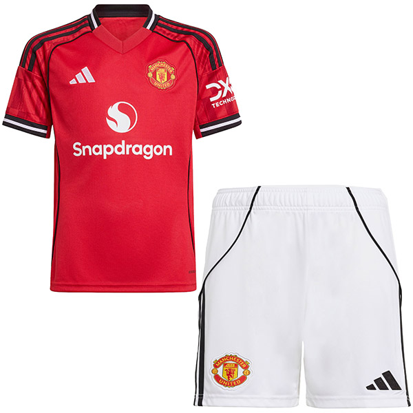 Manchester united home kids kit childrens jersey 2025-2026